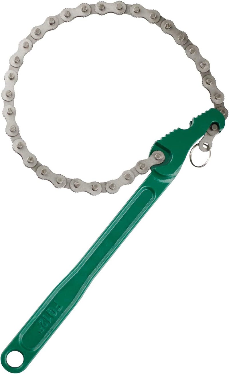 AUPREX 12 Inch Sturdy Carbon Steel Adjustable Heavy Duty Ratcheting Chain Oil Filter Wrench Reversible Chain Style Pipe Fitter With Multi-Purpose - Image 1